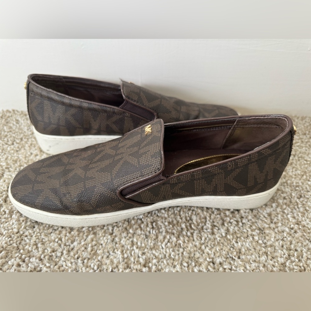 MICHAEL KORS Women's Keaton Slip-On Logo Sneakers, Brown - Size 10